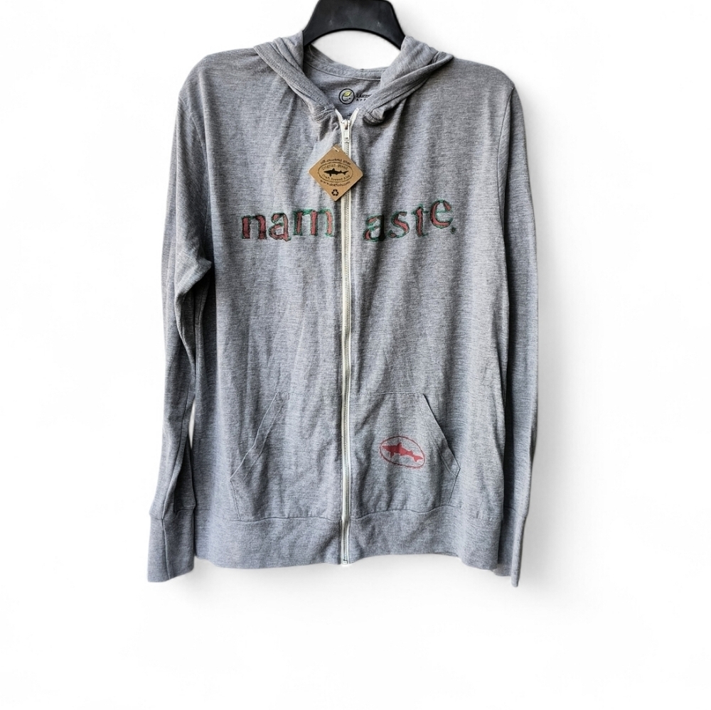 Namaste Women's Zip Up Hoodie In X-ray Gray By Earthspun Apparel XL NWT
